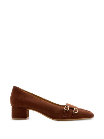 Lottusse Goya Double-buckle Leather Pumps In Brown