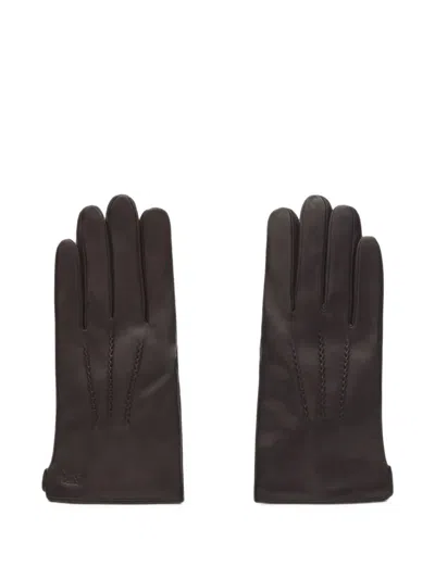 Lottusse Lausan Topstitched Gloves In Brown