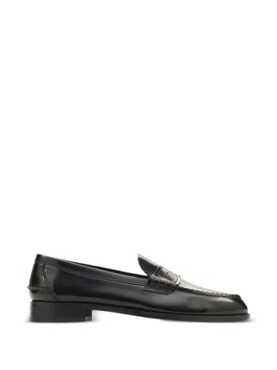 Lottusse Liberty Almond-toe Loafers In Black