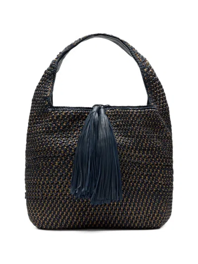 Lottusse Noodbag Woven Leather Tote Bag In Blue