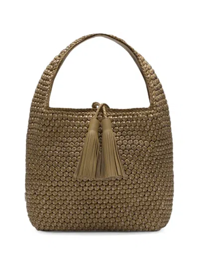 Lottusse Noodbag Woven Leather Tote Bag In Nude
