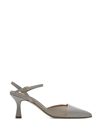 Lottusse Rose Leather Slingback Pumps In Gray