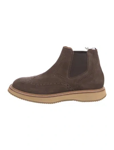 Pre-owned Lottusse Suede Chelsea Boots In Brown