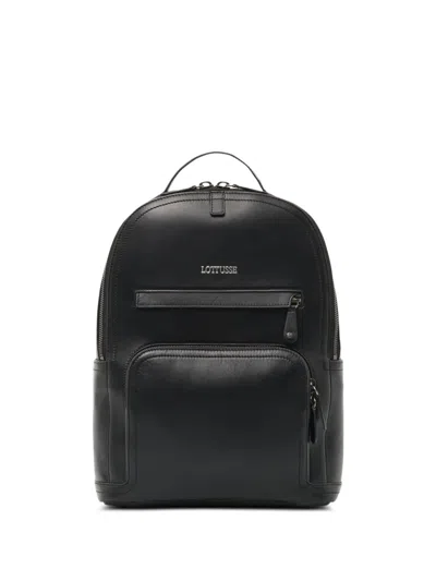 Lottusse Terminal Logo-plaque Leather Backpack In Black