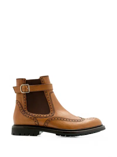 Lottusse Walton Brogue-detail Ankle Boots In Brown