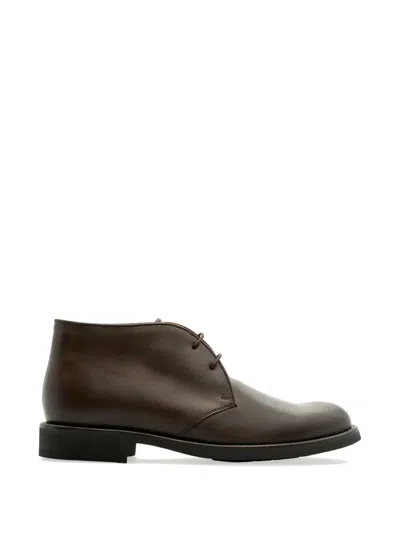 Lottusse Waxed Leather Boots In Brown