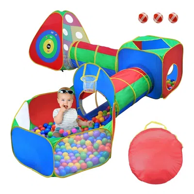 Lotube 5pcs Kids Ball Pit Tents Pop Up Playhouse W/ 2 Crawl Tunnel & 2 Tent For Boys Girls Toddlers Prescho