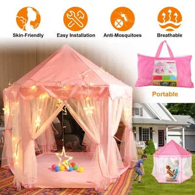 Lotube Princess Play Tent For Girls, Large Castle Playhouse With 6 Breathable Mesh Doors, Indoor Outdoor Pl