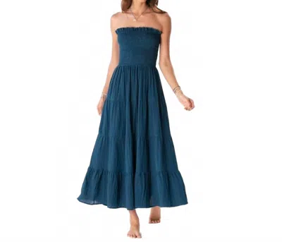 Lotus & Luna Mai Tai Cotton Maxi Dress In Deep Teal In Blue