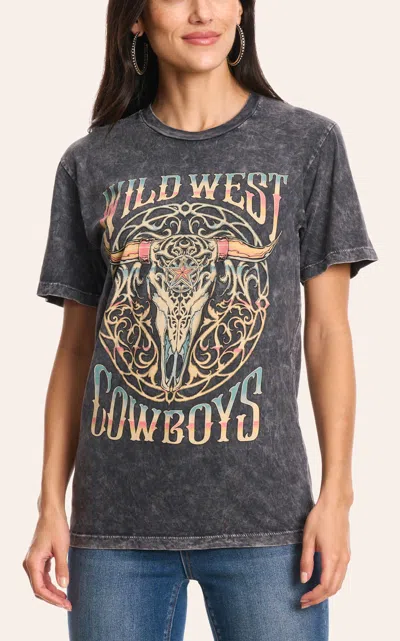 Lotus Fashion Women's Black Wild West Graphic T-shirt In Multi