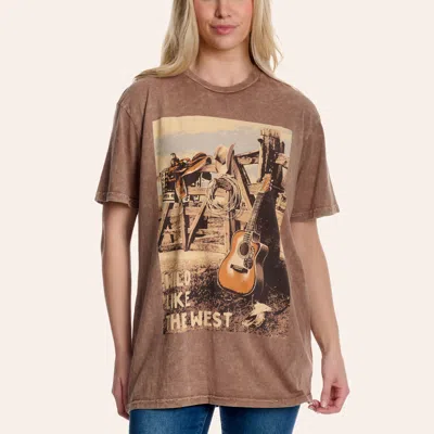 Lotus Fashion Women's Brown Wild Like The West Graphic T-shirt