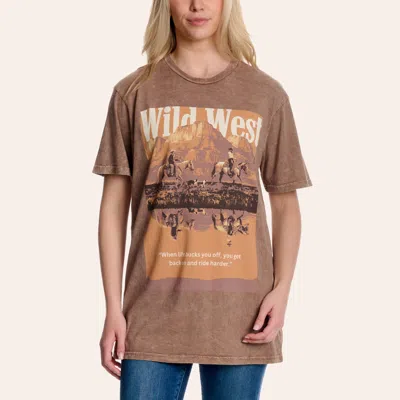 Lotus Fashion Women's Brown Wild West Graphic T-shirt