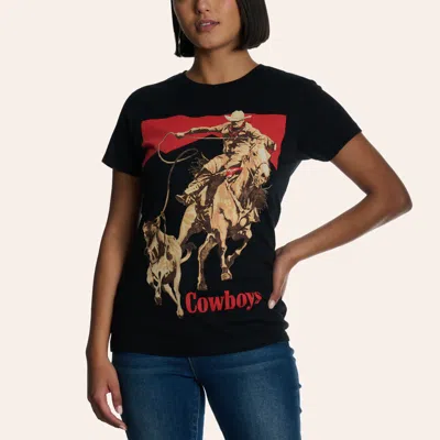 Lotus Fashion Women's Cowboys Black Graphic T-shirt