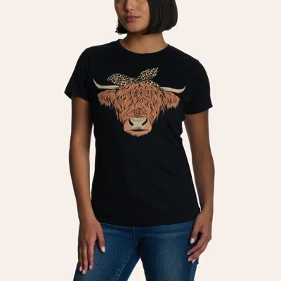 Lotus Fashion Women's Highlander Black Graphic T-shirt