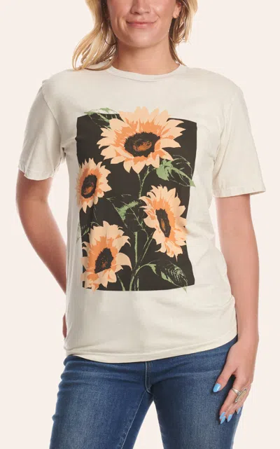 Lotus Fashion Women's Off White Sunflower Graphic T-shirt