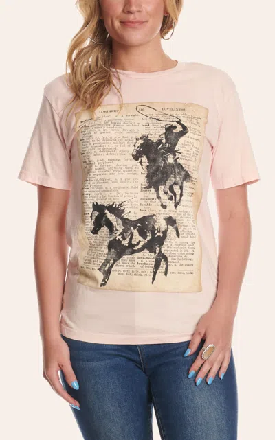 Lotus Fashion Women's Pink Cowboy Dictionary Graphic T-shirt