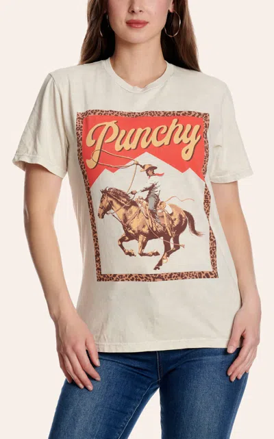 Lotus Fashion Women's Punchy Off White Graphic T-shirt In Neutral