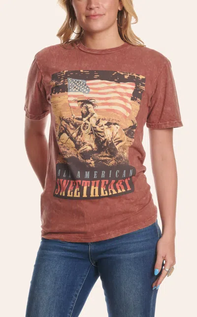 Lotus Fashion Women's Wine All American Sweetheart Graphic T-shirt In Brown