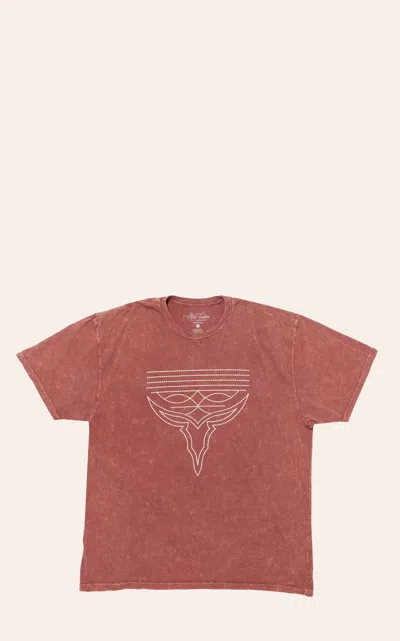 Lotus Fashion Women's Wine Boot Stitch Graphic T-shirt In Burgundy