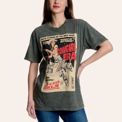 Lotus Women's Charcoal Cowgirl Era Comic Series Graphic T-shirt In Gray