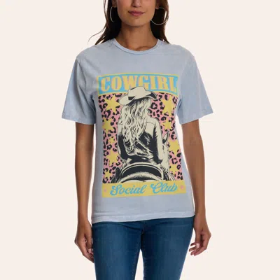 Lotus Women's Light Blue Cowgirl Social Club Graphic T-shirt
