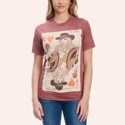 Lotus Women's Vintage Wine Queen Of Hearts Graphic T-shirt In Pink