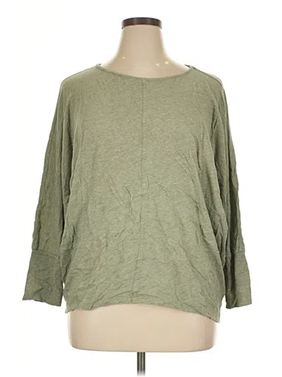 Pre-owned Lou & Grey 3/4 Sleeve Top Green Crew Neck Tops