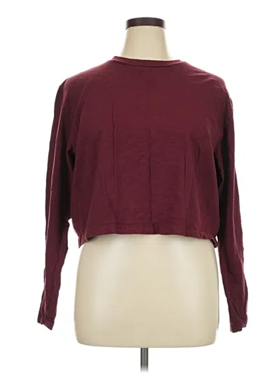 Pre-owned Lou & Grey 3/4 Sleeve T-shirt In Burgundy