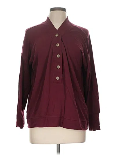 Pre-owned Lou & Grey Cardigan Sweater In Burgundy