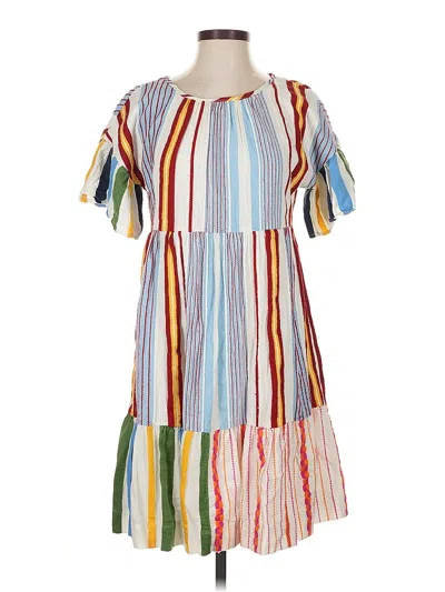 Pre-owned Lou & Grey Casual Dress In White