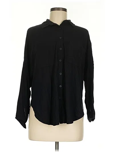 Pre-owned Lou & Grey For Loft Long Sleeve Button Down Shirt In Black