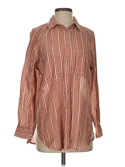 Pre-owned Lou & Grey For Loft Long Sleeve Button Down Shirt In Brown