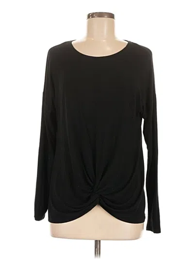 Pre-owned Lou & Grey For Loft Long Sleeve Top Black Crew Neck Tops