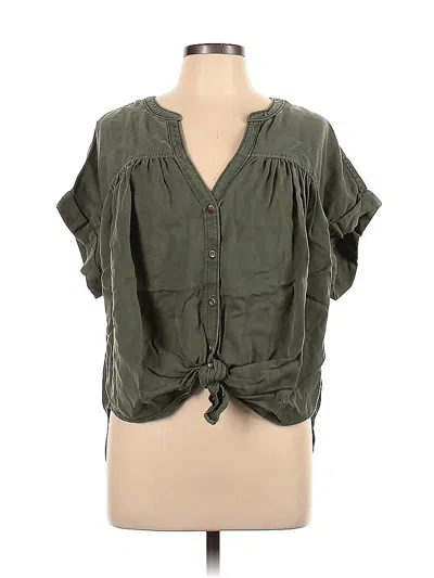 Pre-owned Lou & Grey For Loft Short Sleeve Blouse In Green