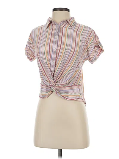 Pre-owned Lou & Grey For Loft Short Sleeve Blouse In Tan