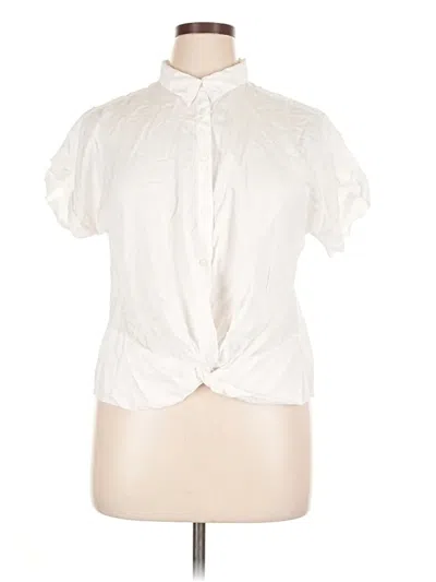 Pre-owned Lou & Grey For Loft Short Sleeve Blouse In White