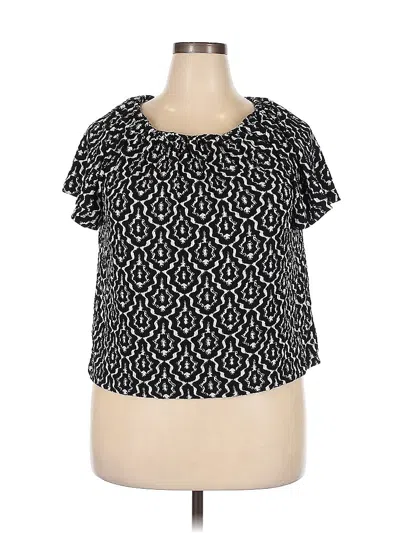Pre-owned Lou & Grey For Loft Short Sleeve Top Black Scoop Neck Tops