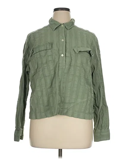 Pre-owned Lou & Grey Long Sleeve Button Down Shirt In Green