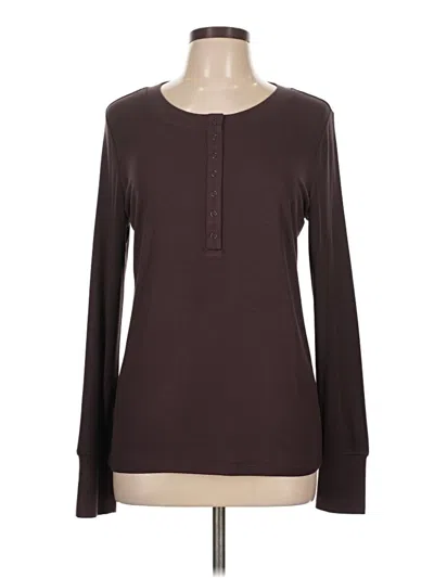 Pre-owned Lou & Grey Long Sleeve Henley Shirt In Brown