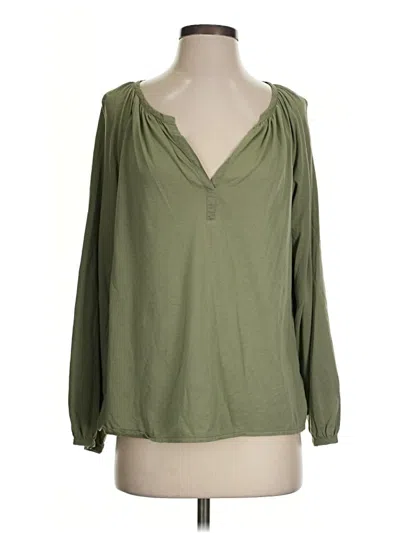 Pre-owned Lou & Grey Long Sleeve Henley Shirt In Green
