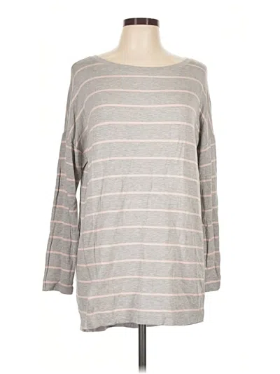 Pre-owned Lou & Grey Long Sleeve Top Gray Boatneck Tops