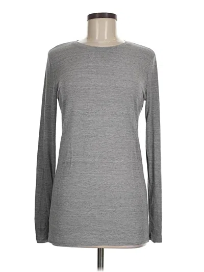 Pre-owned Lou & Grey Long Sleeve Top Gray Crew Neck Tops