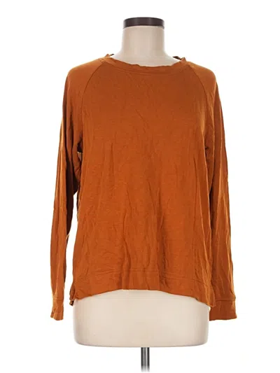 Pre-owned Lou & Grey Long Sleeve Top Orange Crew Neck Tops