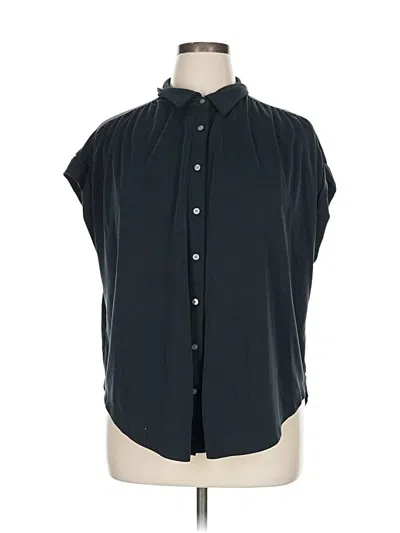Pre-owned Lou & Grey Short Sleeve Blouse In Black