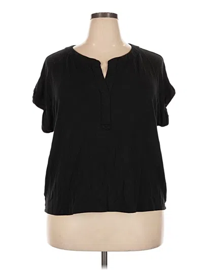 Pre-owned Lou & Grey Short Sleeve Blouse In Black