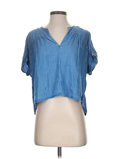 Pre-owned Lou & Grey Short Sleeve Blouse In Blue