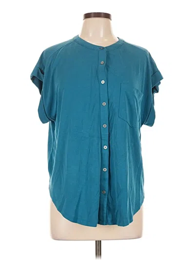 Pre-owned Lou & Grey Short Sleeve Blouse In Teal