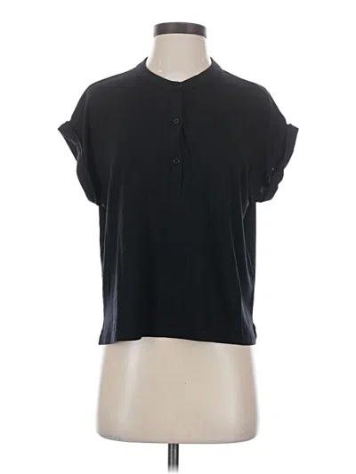 Pre-owned Lou & Grey Short Sleeve Top Black Keyhole Neckline Tops