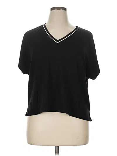 Pre-owned Lou & Grey Short Sleeve Top Black V Neck Tops
