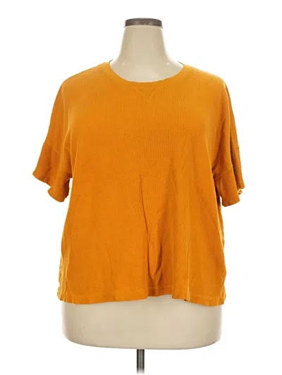Pre-owned Lou & Grey Short Sleeve Top Orange Keyhole Neckline Tops